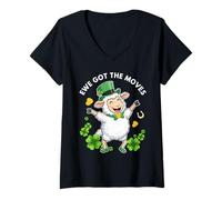 Women's Ewe Got The Moves Funny Sheep Irish Step Line Dancing Pun V-Neck T-Shirt