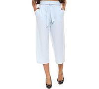 Womens Ex New Look Lightweight Petite Emerald Blue Tie Waist Crop Trousers Ladies Elasticated Waist Wide Leg Summer 3/4 Crop Casual Smart Tie Waist Capri Cropped Pants (14)