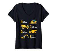 Womens Excavator Heavy Equipment Operator Gag Construction Worker V-Neck T-Shirt