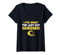 Women's Excavator Operator Precision Grading Heavy Equipment V-Neck T-Shirt