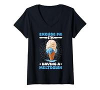 Womens Excuse Me I'm Having A Meltdown Stress Exhaustion - V-Neck T-Shirt