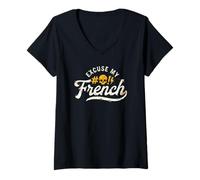 Women's Excuse My French Swear Words Cuss Curse Rant V-Neck T-Shirt
