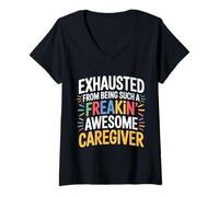 Womens Exhausted from Being an Awesome Caregiver - V-Neck T-Shirt