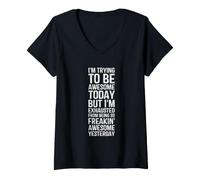 Women's Exhausted from Being So Freakin' Awesome Yesterday Coworker V-Neck T-Shirt