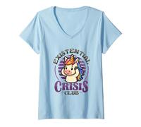Womens Existential Crisis Club Funny Sad Unicorn Life Crisis V-Neck T-Shirt