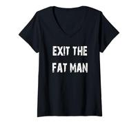 Womens Exit The Fat Man V-Neck T-Shirt