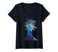 Women's Exotic Blue Victoria Crowned Pigeon Bird Illustration Art V-Neck T-Shirt