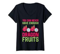 Women's Exotic Summer Beach Dragonfruit Fun Design V-Neck T-Shirt