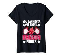 Women's Exotic Summer Beach Dragonfruit Fun Design V-Neck T-Shirt
