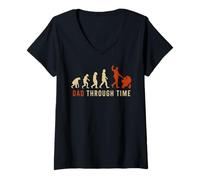 Womens Expectant Father DAD THROUGH TIME Funny Soon-to-be Dad V-Neck T-Shirt
