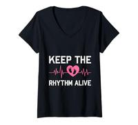 Womens Expectant Mother KEEP THE RHYTHM ALIVE Funny Soon to be Mom V-Neck T-Shirt