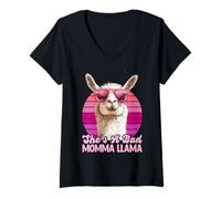 Womens Expectant Mother She's A Bad Momma Llama Funny Soon Mother V-Neck T-Shirt