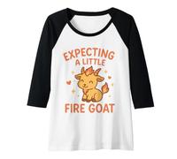 Womens Expecting A Little Fire Goat Cute Funny Maternity Raglan Baseball Tee