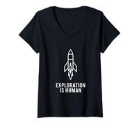 Women's Exploration is Human Rocket Space Aerospace Innovation STEM V-Neck T-Shirt