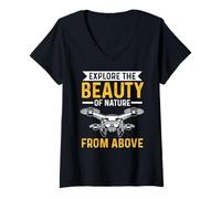 Womens Explore the Beauty of Nature From Above V-Neck T-Shirt