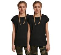 Urban Classics Womens Ladies Extended Shoulder Tee 2-Pack T-Shirt, Black, S UK