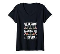Womens Exterior Illumination Expert Christmas Lights Display Design V-Neck T-Shirt