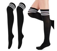 Women's Extra Long Knee Socks Thigh High Socks Boots Over the Knee Socks for Girls Everyday Wear (Black)