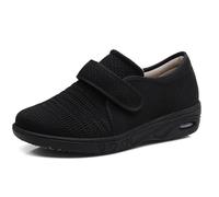 Women's Extra Wide Breathable Mesh Walking Shoes - Lightweight Non Slip Sneakers with Adjustable Strap for Swollen Feet Elderly,Black-37 EU