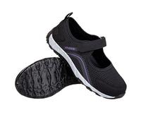 Women's Extra Wide Diabetic Edema Shoes,Lightweight Adjustable Closure Diabetic Shoes for Women,Breathable Easy On/Off Diabetic Edema Walking Shoes,for Swollen Feet(Color:Black,Size:6 UK)