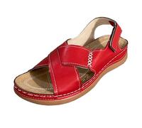 Womens Extra Wide Fit Wedge Sandals Chunky Wedges Casual Leisure Thick-soled Sandals Women's Shoes Fashion Breathable Women's Ladies Flat White Womens Sandles Size 8 (Red,5)