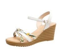 Women's Extra Wide Fit Wedge Sandals Comfy Wedges Women's Summer Sandals With Toe Heels Personality With Buckle And Fish Mouth Roman Shoes Blue Wedge for Ladies Sandles (White,4.5)