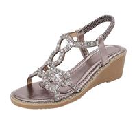 Women's Extra Wide Fit Wedges Shoes White Sandals Women'S Roman Sandals Summer Ethnic Open Toe Thick Bottom Slope Heel ' Shoes White Sandal Bunion for Size 5.5 (Grey,)