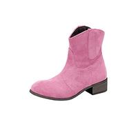 Womens Extra Wide Suede Ankle Boots| Womens Country Boots Uk| Slip-On Low Block Boot| Outdoor Non Slip Boot| Wide Fit Walking Booties| Western Cowboy Booties| Breathable Autumn Bootie