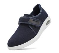 Women's Extra Wide Width Diabetic Walking Shoes Adjustable Strap Air Cushion Sneakers Breathable Orthopedic Shoes for Edema Swollen Feet Elderly with Arch Support, Blue-36 EU