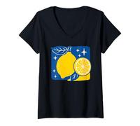 Women's Extra Zest Lemon Mediterranean Summer Citrus V-Neck T-Shirt
