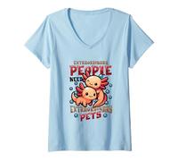 Womens Extraordinary People Need Extraordinary Pets Cute Axolotl V-Neck T-Shirt