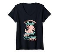 Womens Extraordinary People Need Extraordinary Pets Cute Axolotl V-Neck T-Shirt