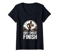 Women's Extreme Mud Run Sweat Finish OCR Racing Dirt V-Neck T-Shirt