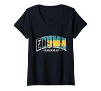 Womens Exuma Bahamas Flag V-Neck T-Shirt