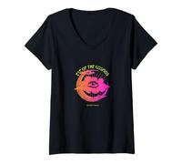 Womens Eye of the Cosmos - Vintage Mystical Moon & Eye Art V-Neck T-Shirt