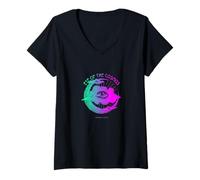 Womens Eye of the Cosmos - Vintage Mystical Moon & Eye Art V-Neck T-Shirt