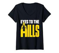 Women's Eyes to The Hills Geometric Mountain Peak Hiker V-Neck T-Shirt