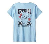 Women's Ezekiel 36:26 Heart Christian Bible Verse Roses V-Neck T-Shirt