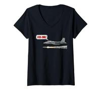 Women's F-15 Eagle Jet Fighter Comic Fox one Graphic V-Neck T-Shirt