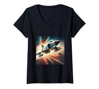 Women's F-4 Phantom II Mcdonnell Douglas Aircraft Aviation Pilot V-Neck T-Shirt