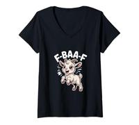 Womens F BAA F Cute Baby Goat Funny Farm Animal Pun V-Neck T-Shirt