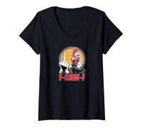 Womens F-CAW-F Angry Chicken Funny Mood Statement Humor Quote V-Neck T-Shirt