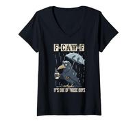 Womens F CAW F Its One of Those Days Black Crow Coffee Mood V-Neck T-Shirt