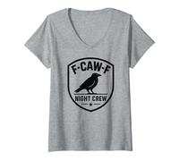 Women's F-Caw-F Night Crew - Funny Raven Crow V-Neck T-Shirt