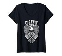 Womens F CAW F Raven Crow Norse Viking Bird FCAWF Bad Language V-Neck T-Shirt