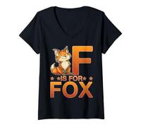 Womens F is for Fox Elementary Kindergarten Reading Teacher V-Neck T-Shirt