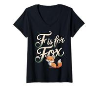 Womens F is for Fox Elementary Kindergarten Reading Teacher ||- V-Neck T-Shirt