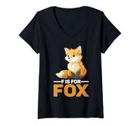 Womens F is for Fox Elementary Kindergarten Reading Teacher - V-Neck T-Shirt