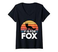 Womens F is for Fox Elementary Kindergarten Reading Teacher - V-Neck T-Shirt
