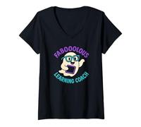 Womens FABOOOLOUS Learning Coach Teacher Teaching Educating School V-Neck T-Shirt
